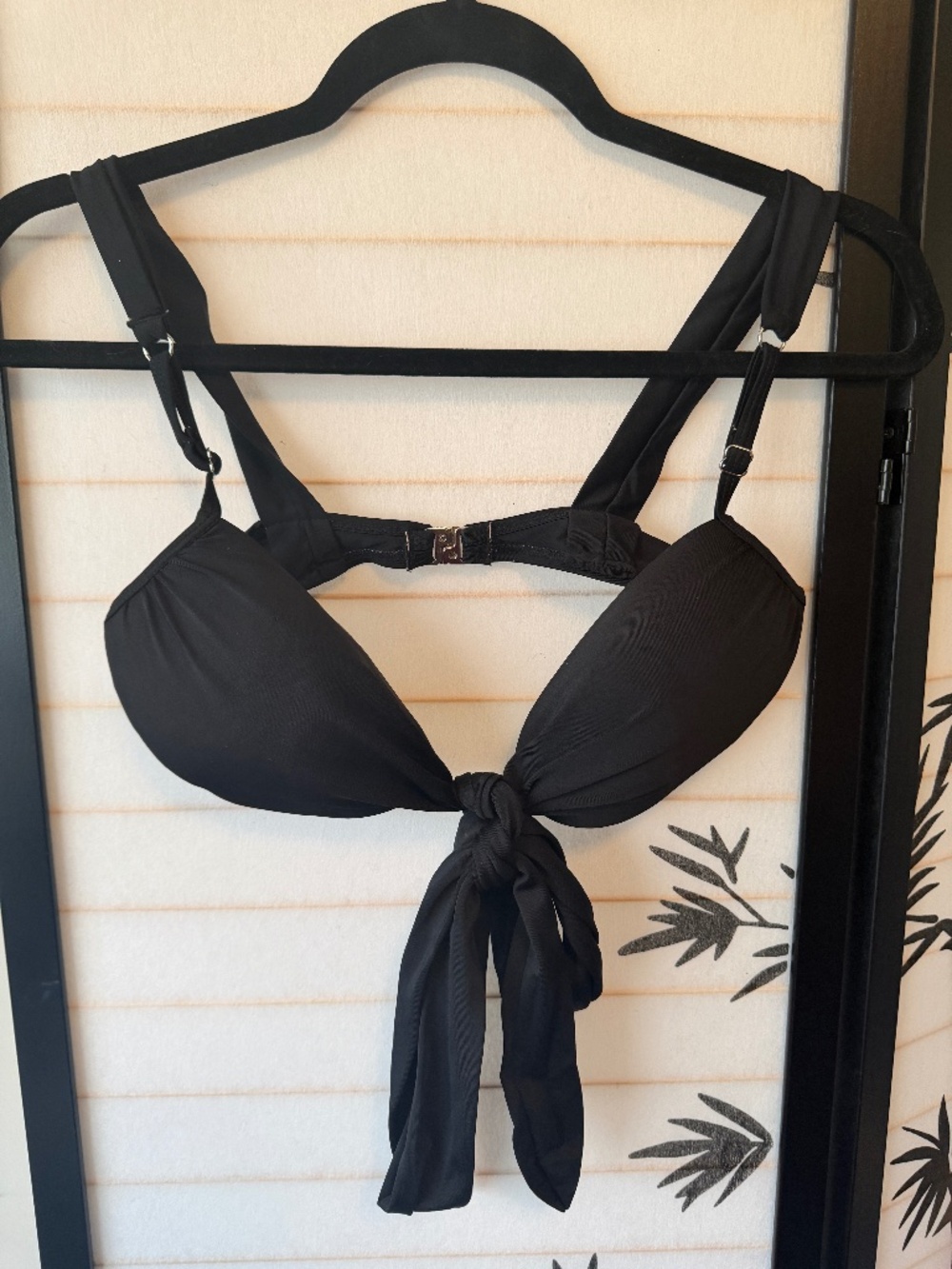Black Convertible Bikini Top with Tie Straps